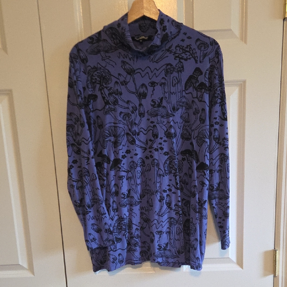 Thief & Bandit Black And Purple Mock Turtleneck In "Shroomed Bandit." 1X